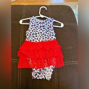 Red white and blue baby girl onesie with tutu 3-6 months